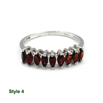 925 Sterling Silver Ring Set with Natural Garnet , Handcrafted Jewelry, January Birthstone Jewelry Gift for Women