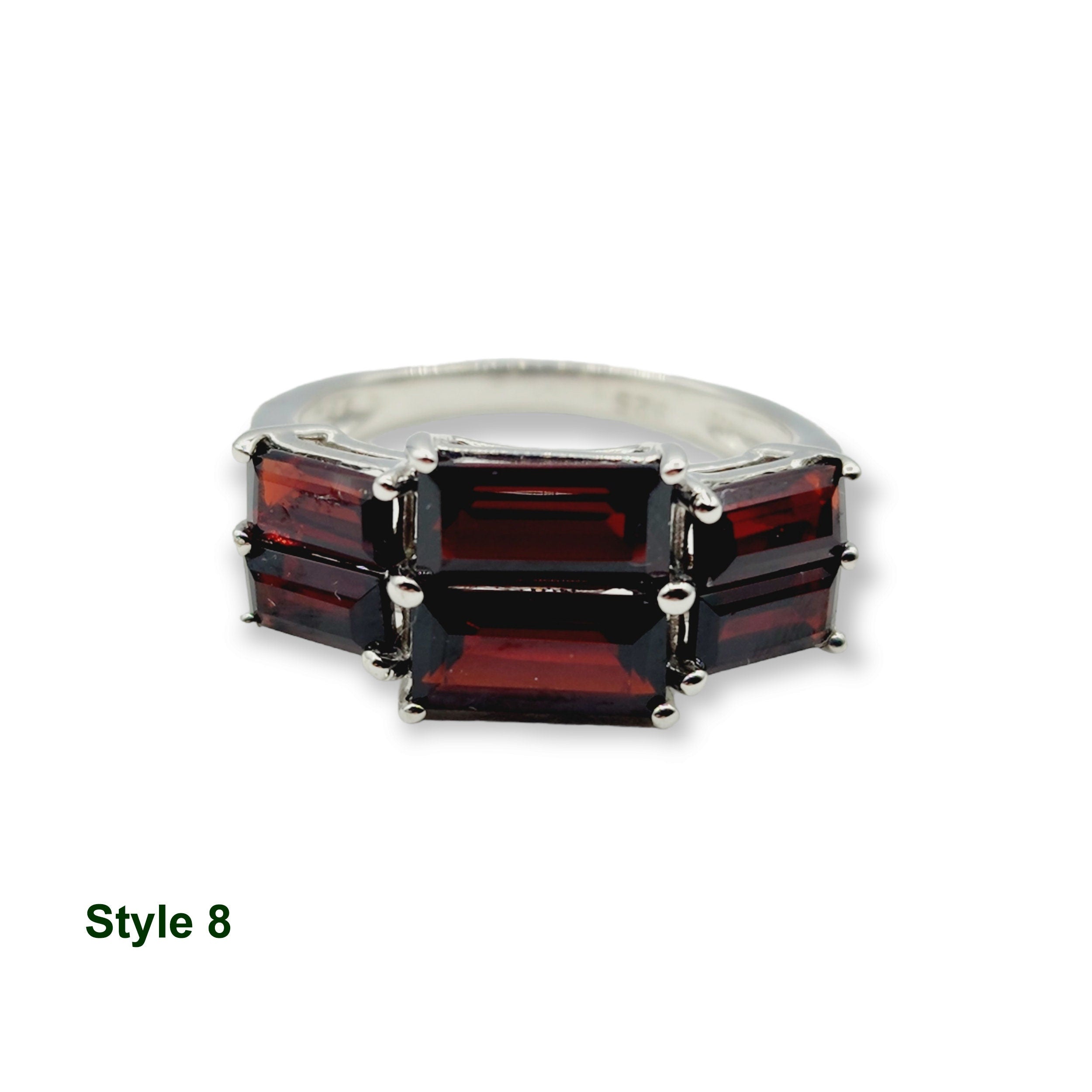 925 Sterling Silver Ring Set with Natural Garnet , Handcrafted Jewelry, January Birthstone Jewelry Gift for Women