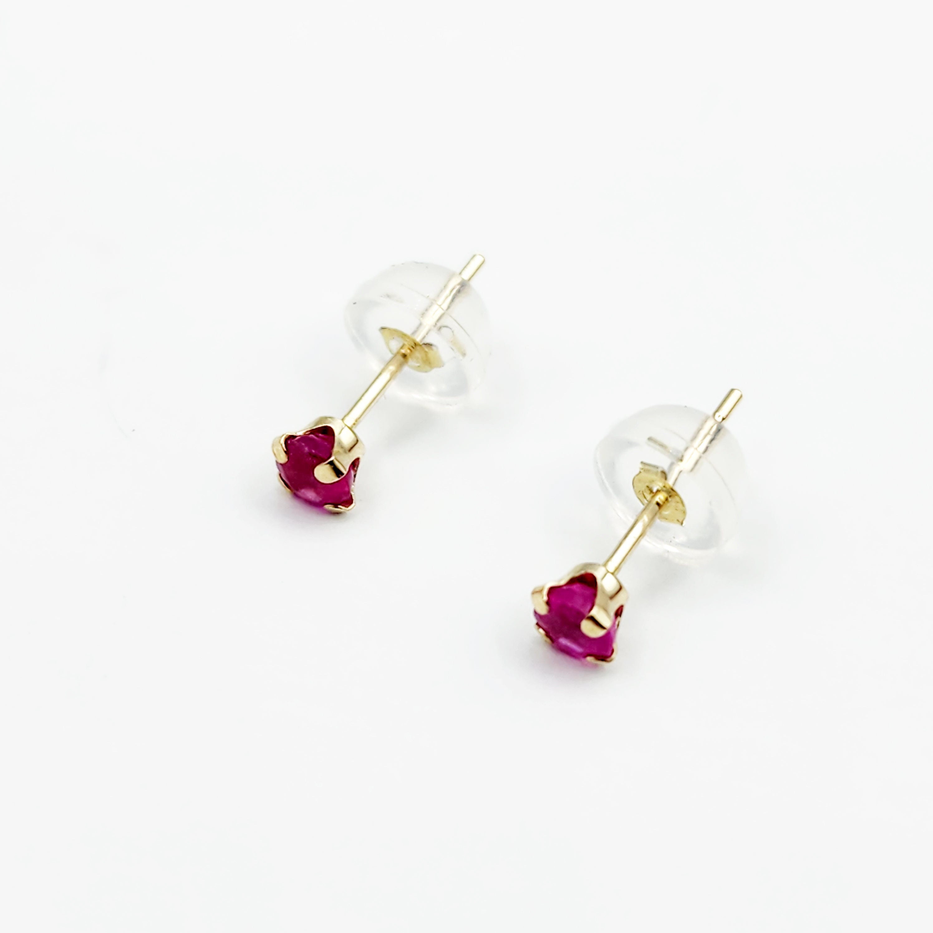 Gold Ruby Stud Earrings, 10K Gold Ruby 3x3mm , Small Stud Earrings, July Birthstone Jewelry, Minimalist Gold Earrings