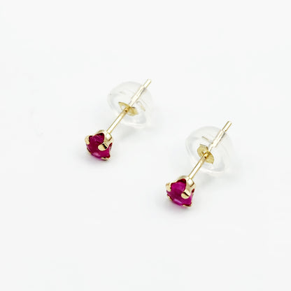 14K Gold Ruby 3x3mm Stud Earrings: July Birthstone,