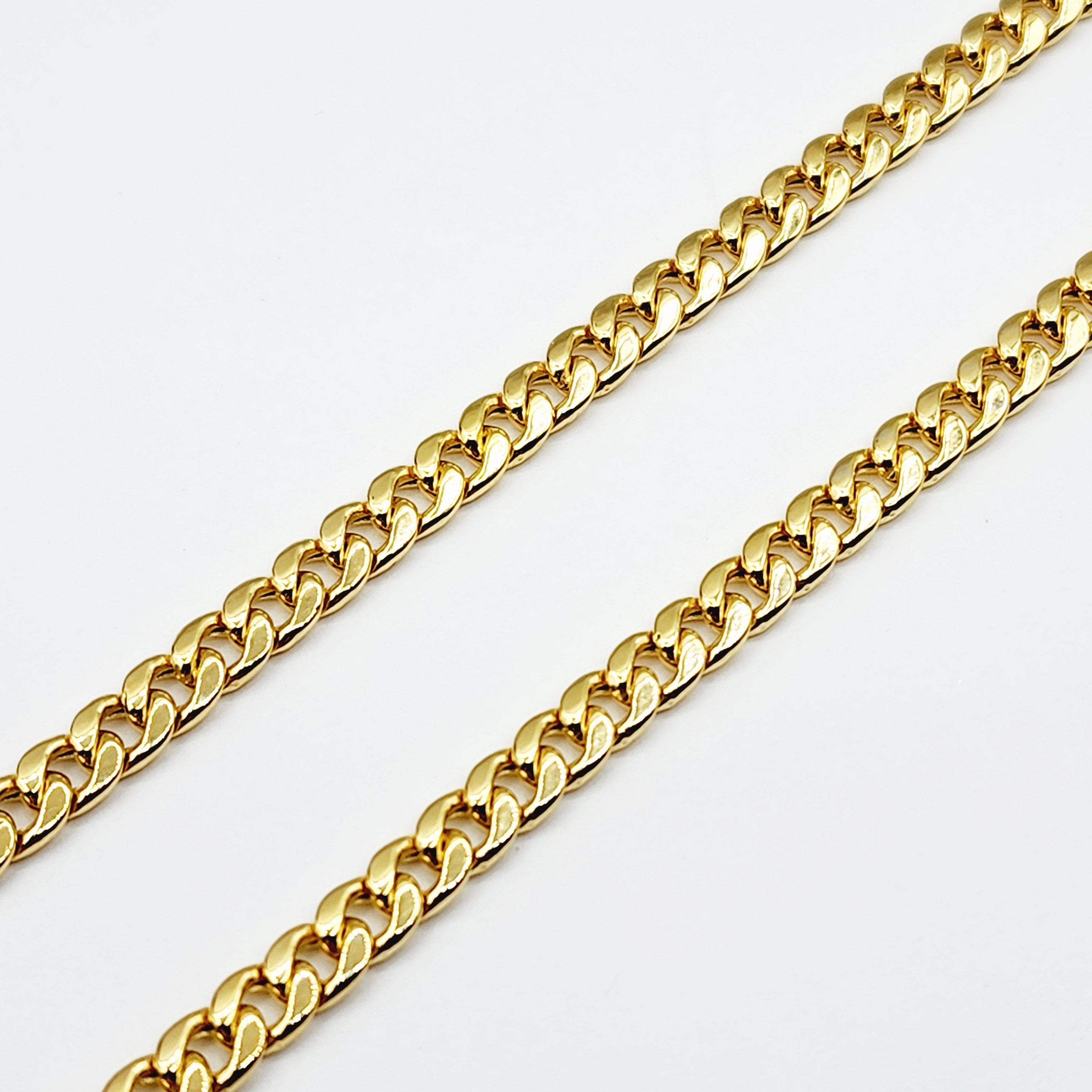 Gold Miami Cuban Chain | 10K Yellow Gold Miami Cuban Chain, 4.5mm, Curb Gold Chain For Men