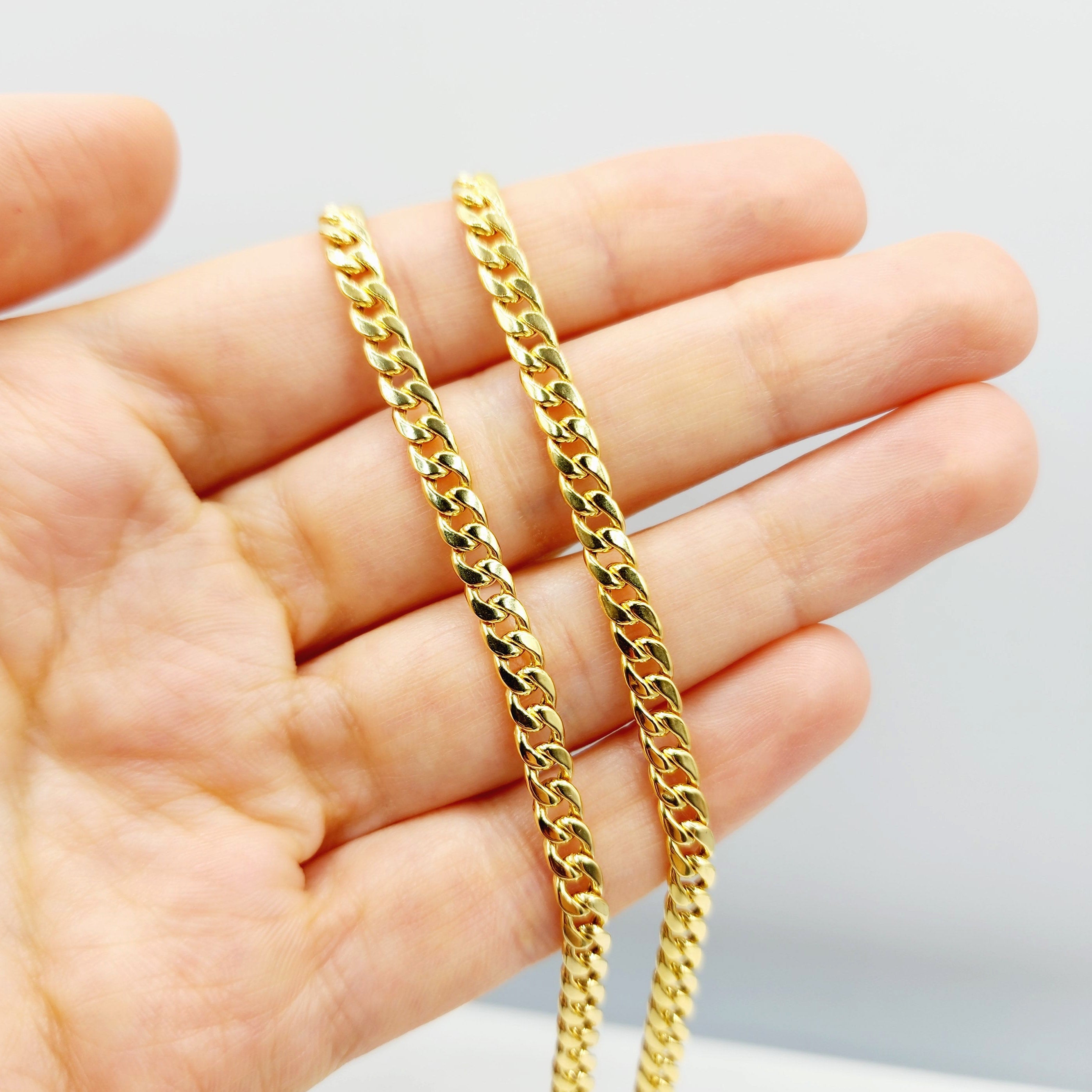 Gold Miami Cuban Chain | 10K Yellow Gold Miami Cuban Chain, 4.5mm, Curb Gold Chain For Men