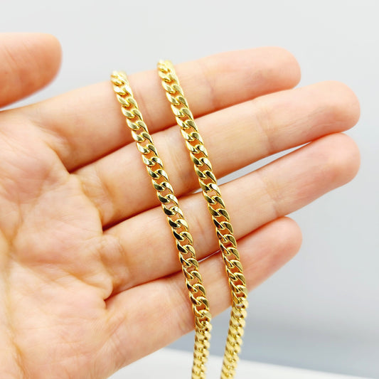 Gold Miami Cuban Chain | 10K Yellow Gold Miami Cuban Chain, 4.5mm, Curb Gold Chain For Men