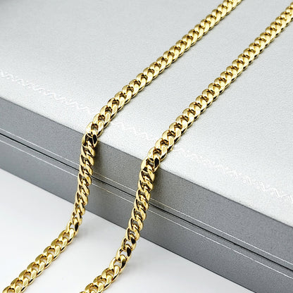 Gold Miami Cuban Chain | 10K Yellow Gold Miami Cuban Chain, 4.5mm, Curb Gold Chain For Men