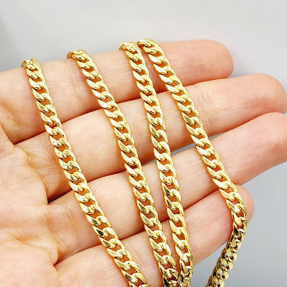 Gold Miami Cuban Chain | 10K Yellow Gold Miami Cuban Chain, 4.5mm, Curb Gold Chain For Men