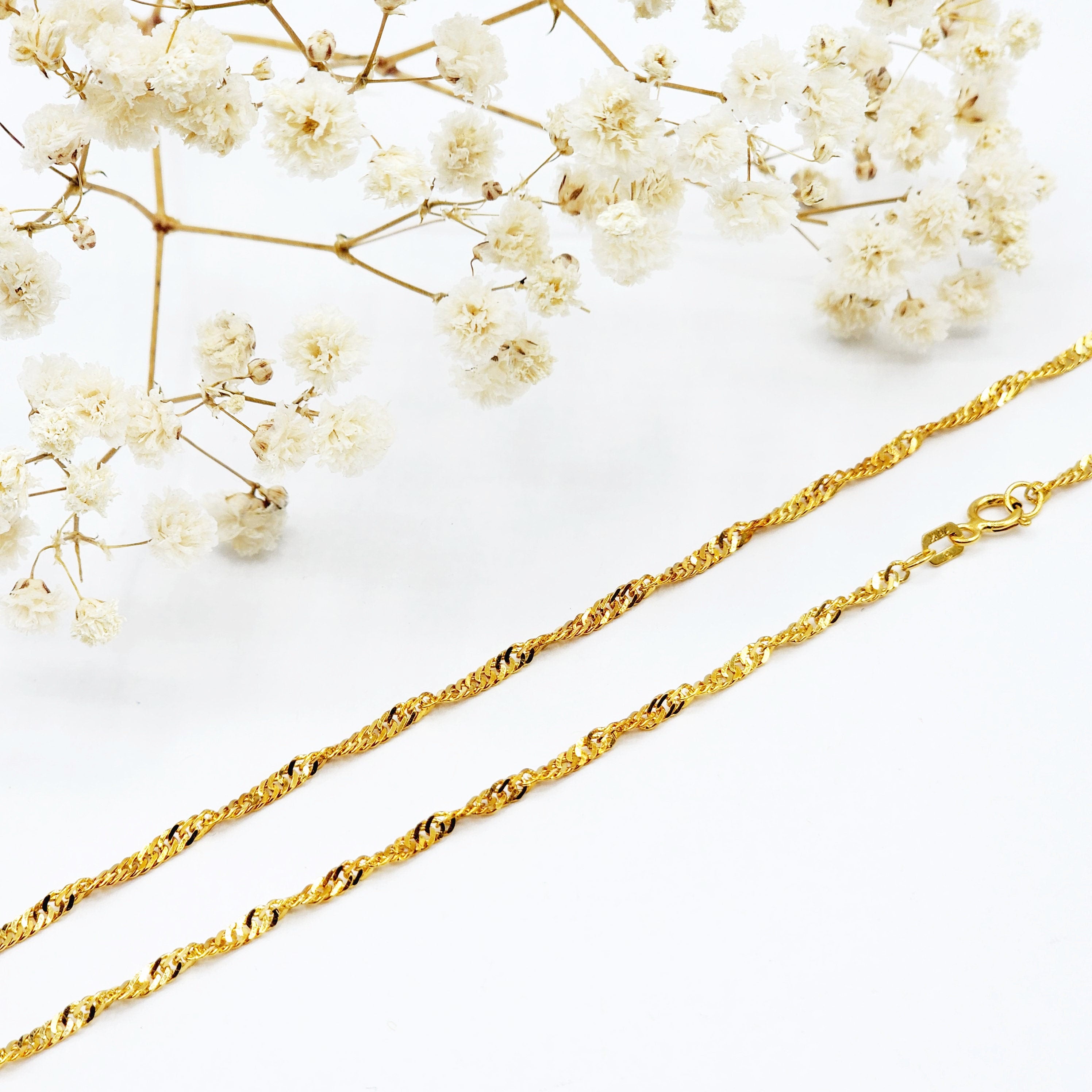 Gold Chain Necklace, 10K Yellow Gold Singapore Chain 2mm