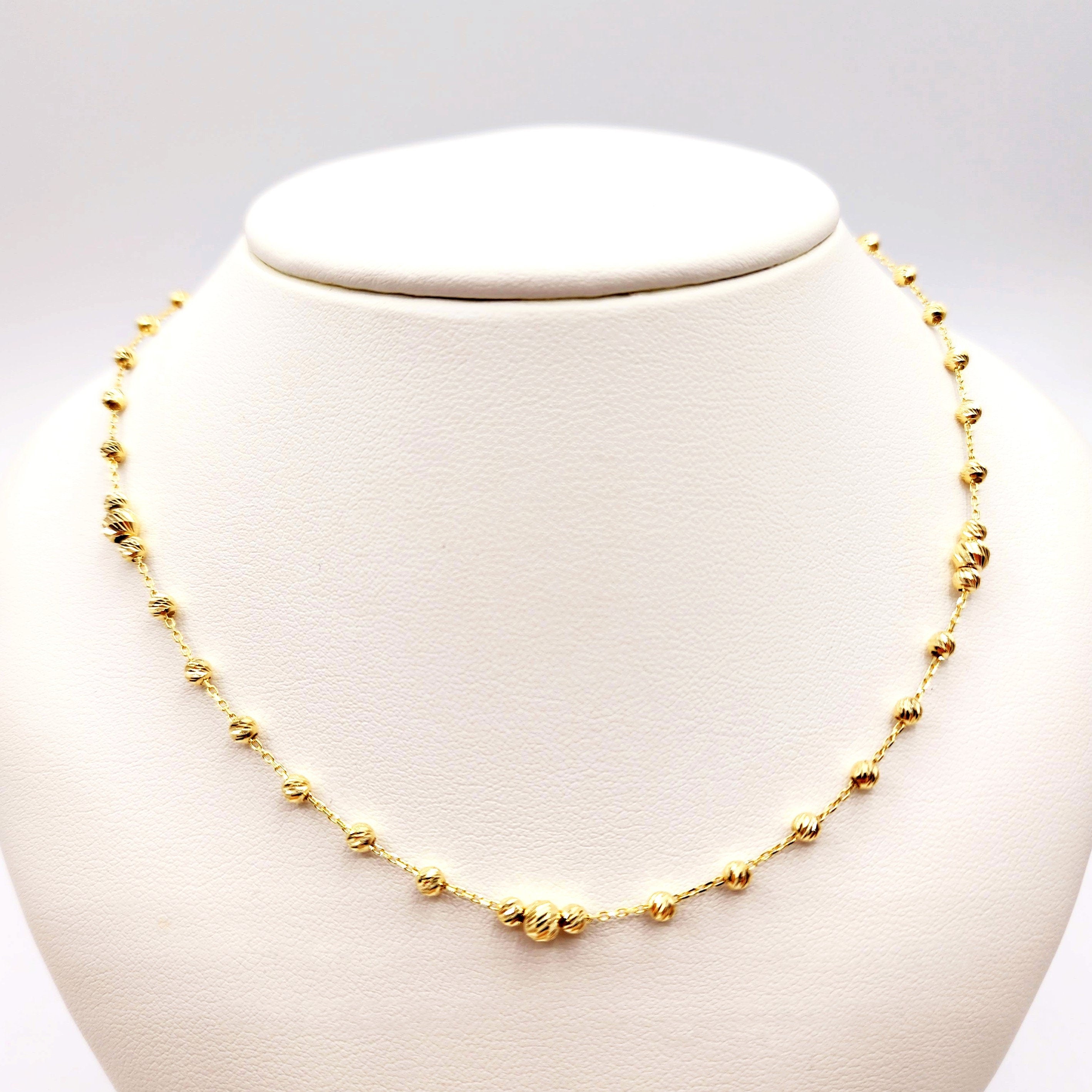 Gold Chain Necklace, 10K Yellow Gold Ball Necklace, Elegant Chain Jewelry for Timeless Statement, Modern Gold Jewelry, Stylish Gift for Her