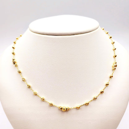 Gold Chain Necklace, 10K Yellow Gold Ball Necklace, Elegant Chain Jewelry for Timeless Statement, Modern Gold Jewelry, Stylish Gift for Her