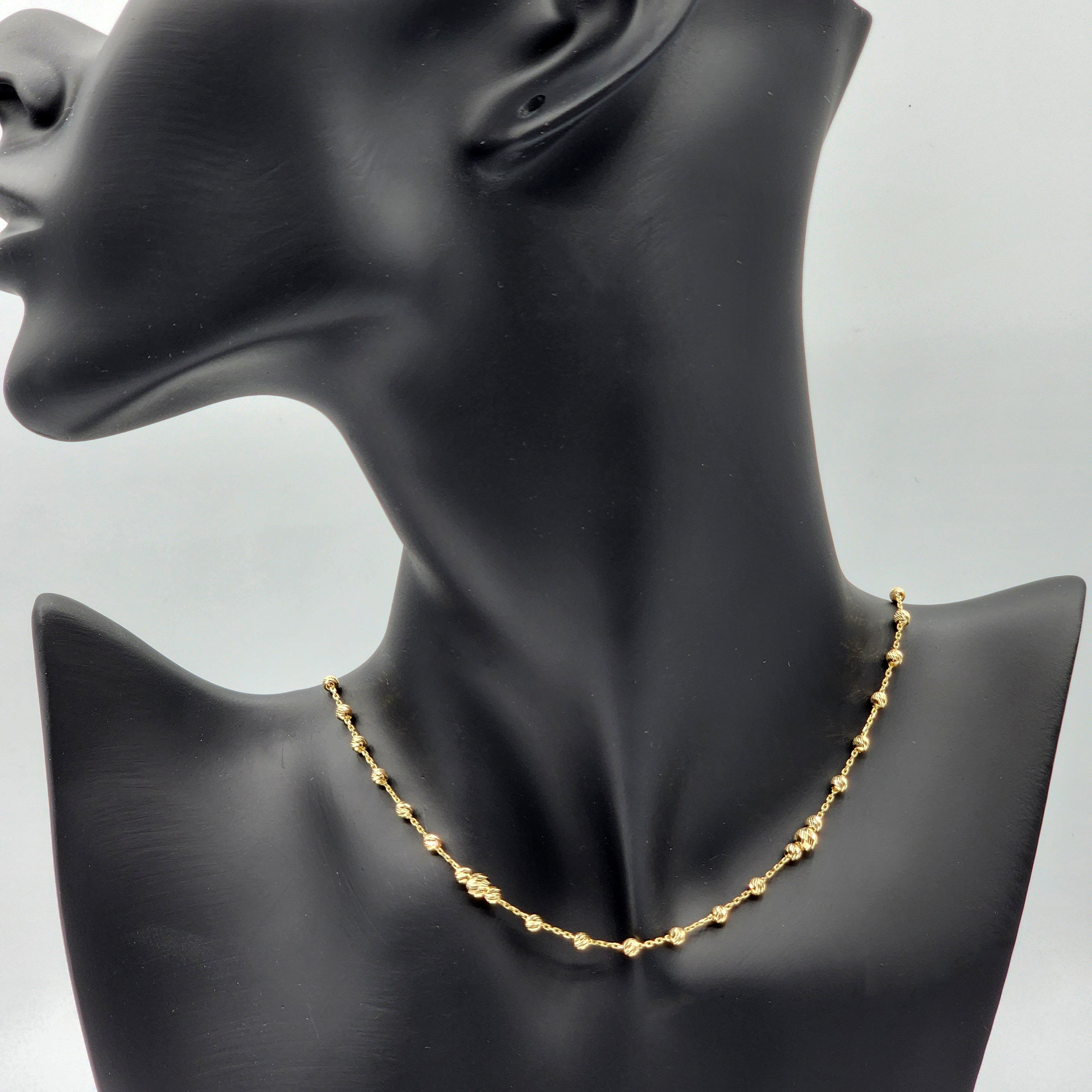 Gold Chain Necklace, 10K Yellow Gold Ball Necklace, Elegant Chain Jewelry for Timeless Statement, Modern Gold Jewelry, Stylish Gift for Her