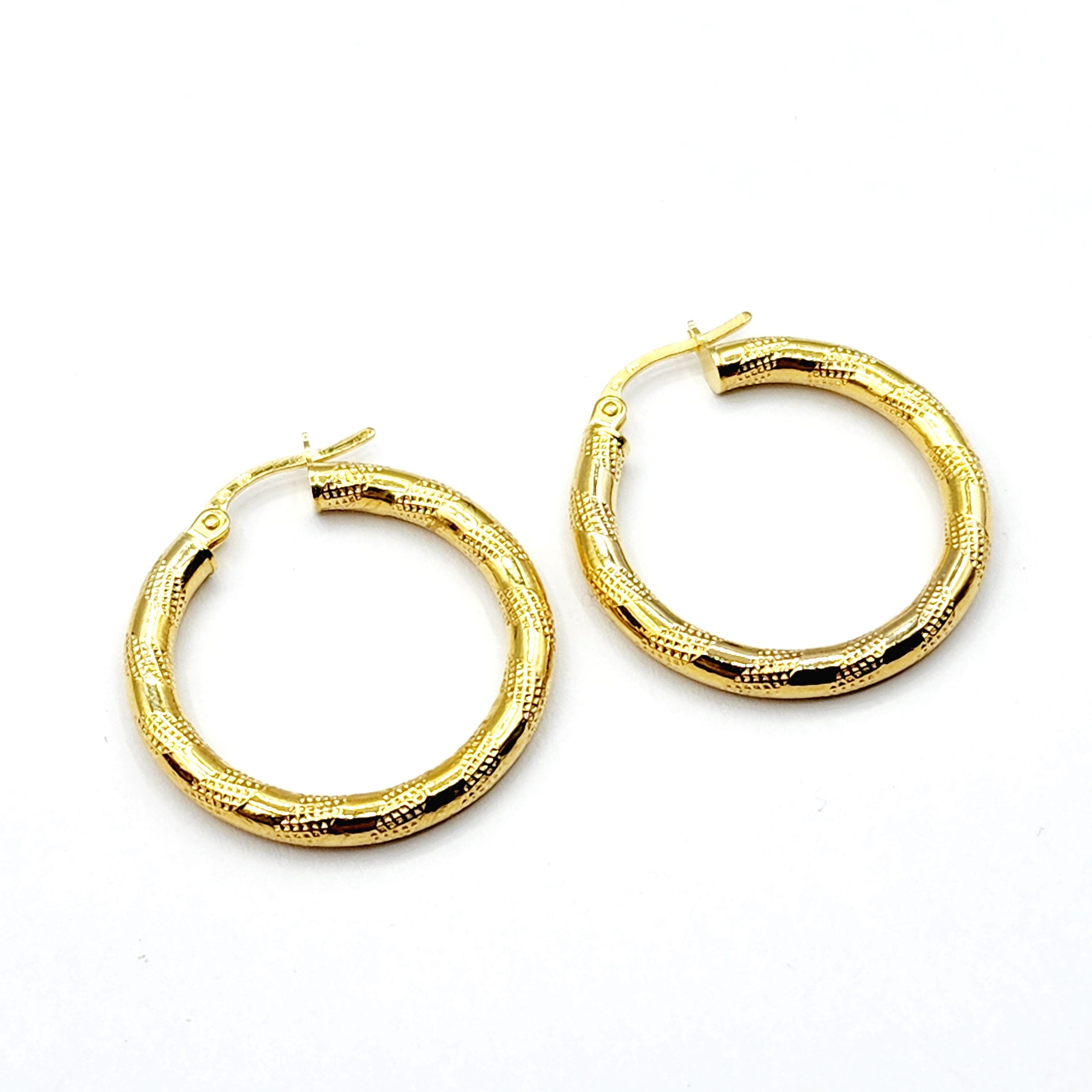 Gold Hoop Earrings, 10K Yellow Gold Hoop 25mm Earrings, Elegant Everyday Wear, Dainty Gold Earrings, Modern Hoops, Classic Hoop Earrings