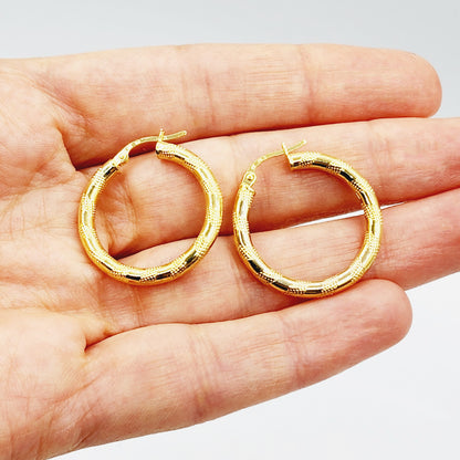 Gold Hoop Earrings, 10K Yellow Gold Hoop 25mm Earrings, Elegant Everyday Wear, Dainty Gold Earrings, Modern Hoops, Classic Hoop Earrings