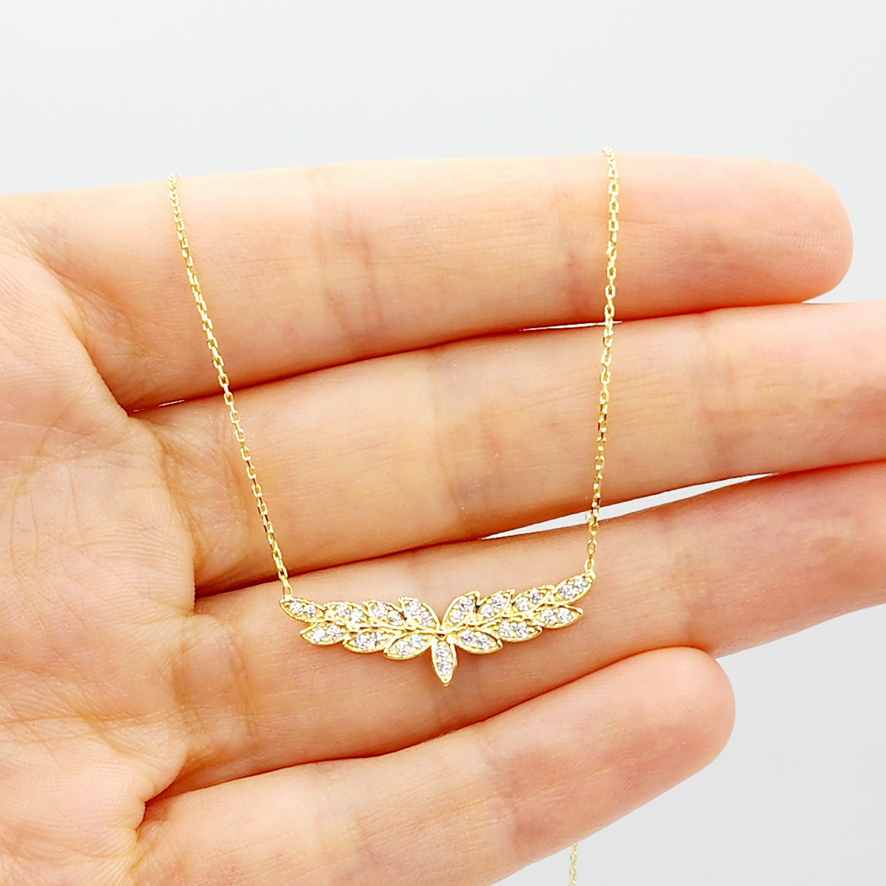 10K Yellow Gold Pendant With Chain, Graduation Gift, Anniversary Gift, Modern Gold Pendant, Christmas Gifts for Her