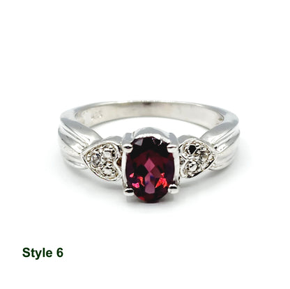 925 Sterling Silver Ring Set with Natural Garnet , Handcrafted Jewelry, January Birthstone Jewelry Gift for Women