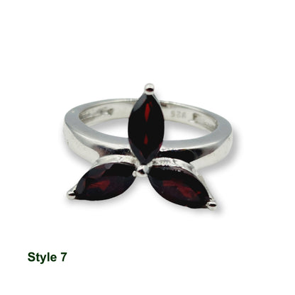 925 Sterling Silver Ring Set with Natural Garnet , Handcrafted Jewelry, January Birthstone Jewelry Gift for Women