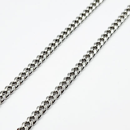 Gold Miami Cuban Chain | 10K White Gold Miami Cuban Chain, 3.5mm, 22 inches , Curb Gold Chain For Men and Women