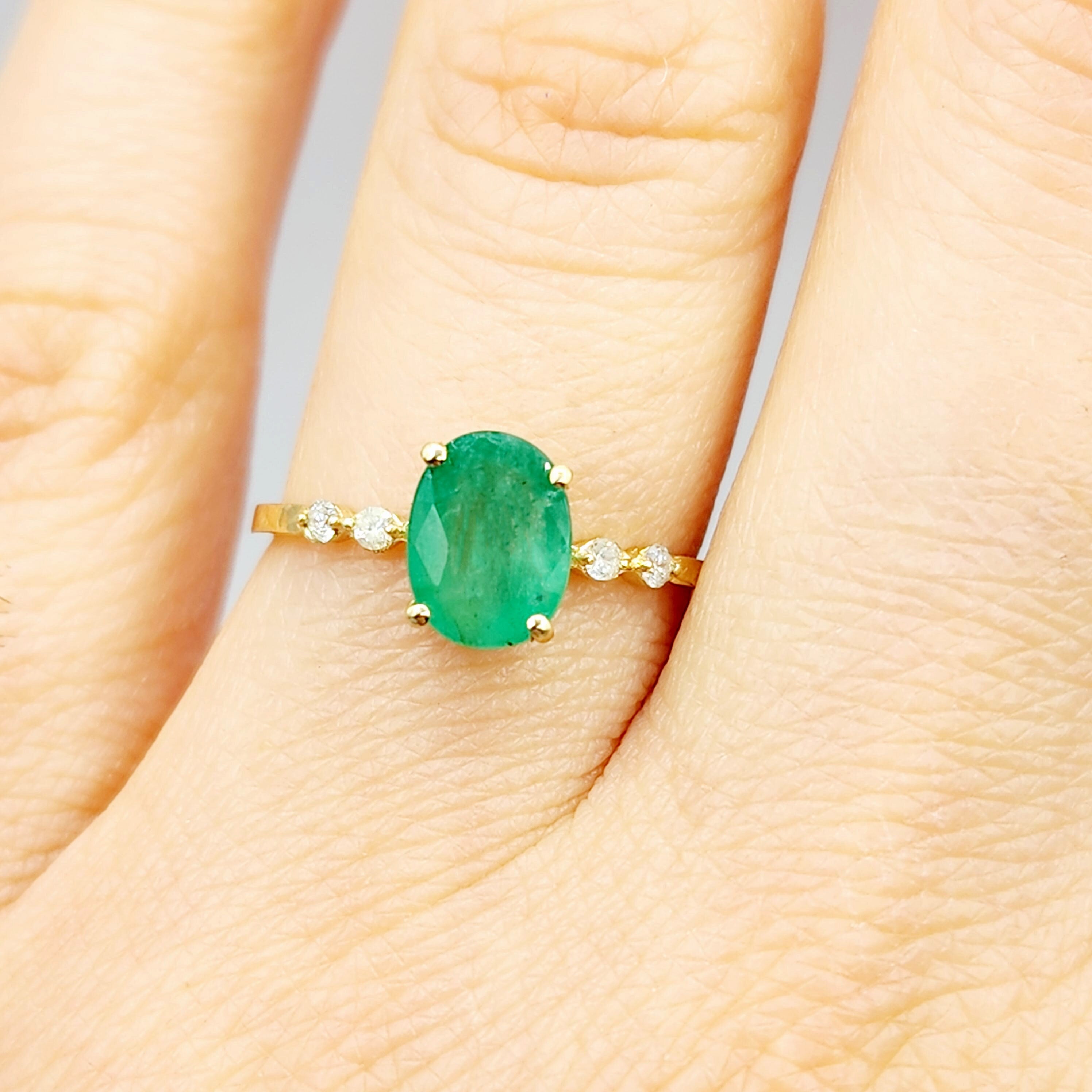 10K Yellow Gold Oval Ruby Ring with Diamonds, Handmade Gemstone Jewelry