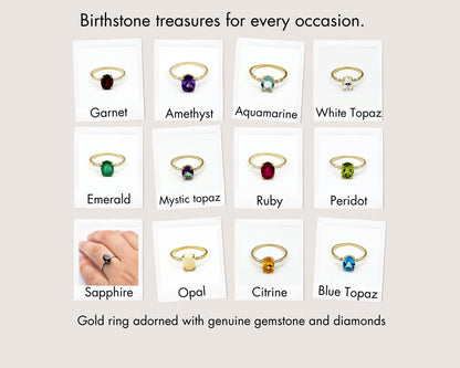 10K Yellow Gold Oval Ruby Ring with Diamonds, Handmade Gemstone Jewelry