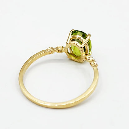 10K Yellow Gold Oval Ruby Ring with Diamonds, Handmade Gemstone Jewelry