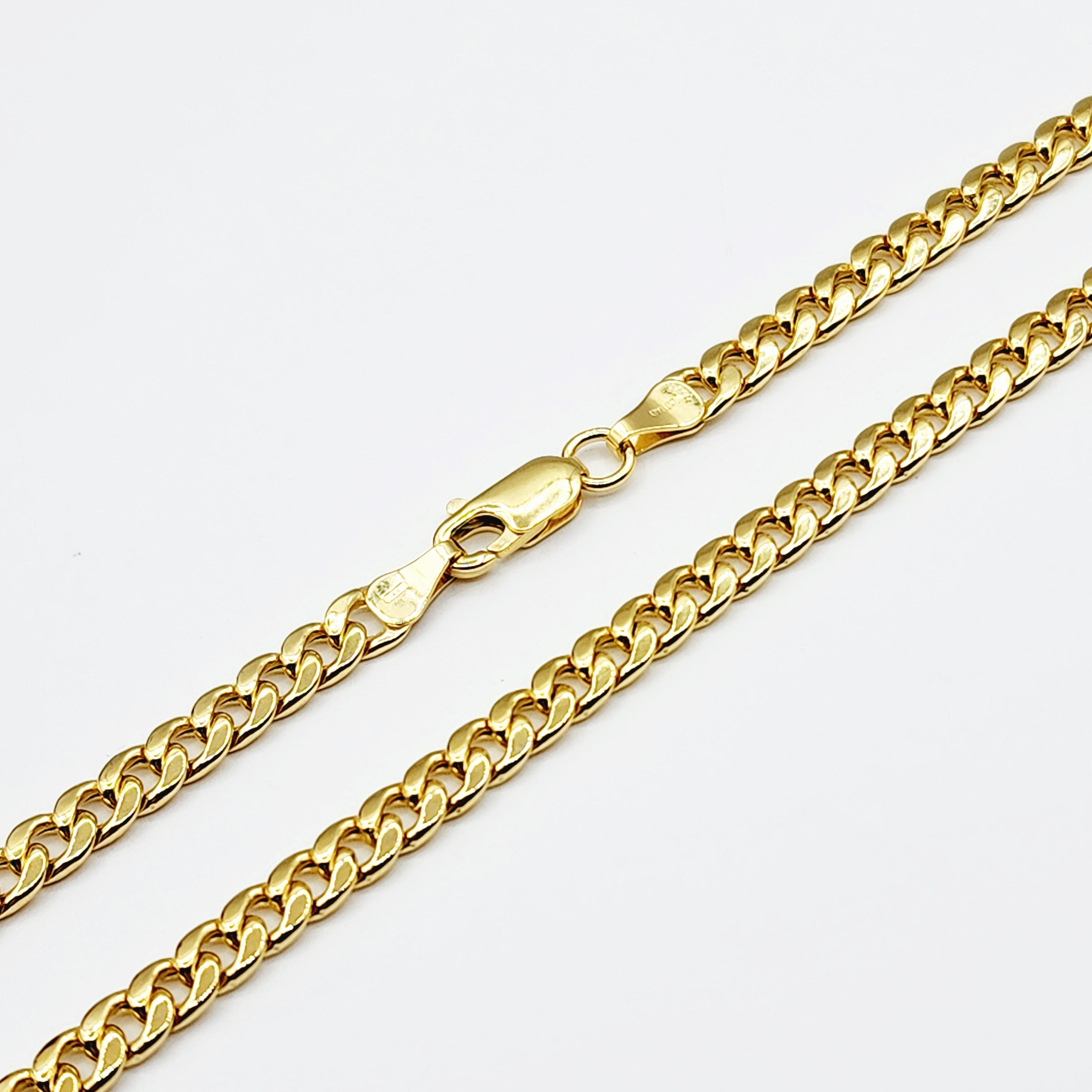 Gold Miami Cuban Chain | 10K Yellow Gold Miami Cuban Chain, 4.5mm, Curb Gold Chain For Men
