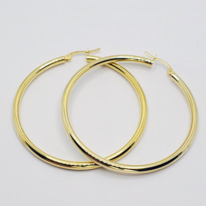 Gold Plain Hoop Earrings, Fashionable Shiny Jewelry Big Hoop Earrings for Women  10K Yellow Gold Large Circle Earrings Simple Hoops