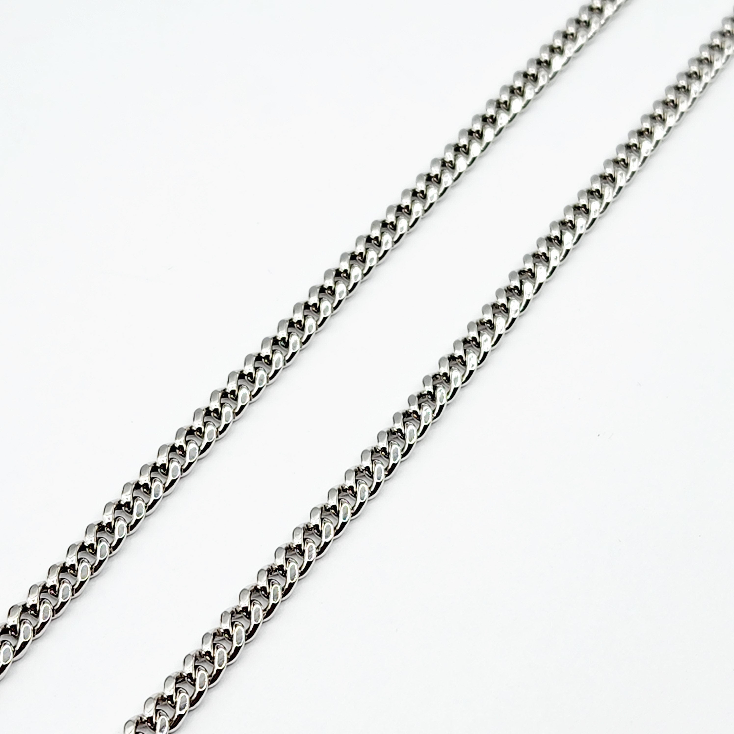 Gold Miami Cuban Chain | 10K White Gold Miami Cuban Chain, 3.5mm, 22 inches , Curb Gold Chain For Men and Women