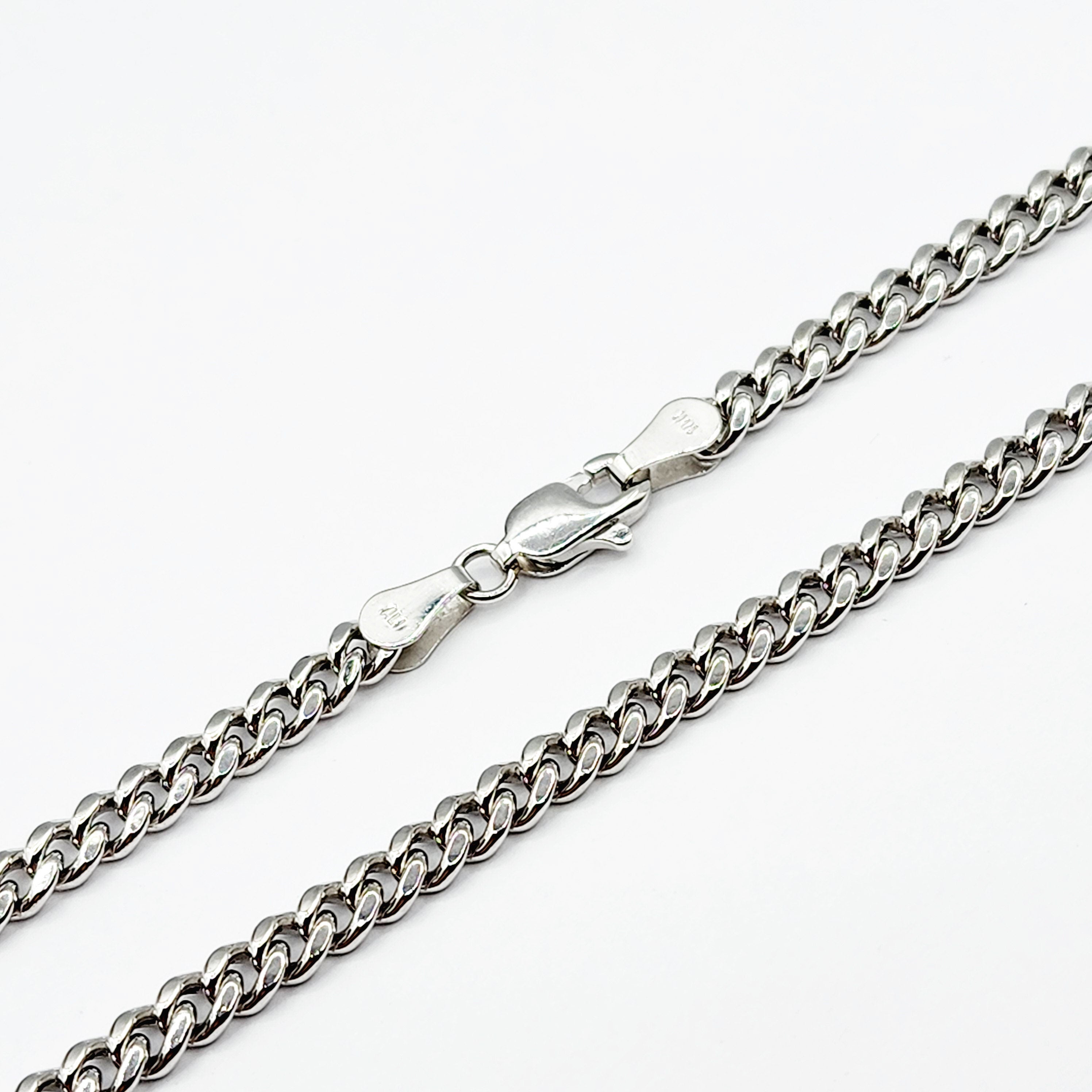 Gold Miami Cuban Chain | 10K White Gold Miami Cuban Chain, 3.5mm, 22 inches , Curb Gold Chain For Men and Women