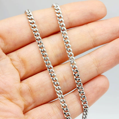 Gold Miami Cuban Chain | 10K White Gold Miami Cuban Chain, 3.5mm, 22 inches , Curb Gold Chain For Men and Women