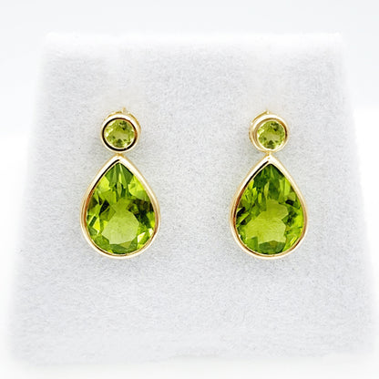 14k Yellow Gold Teardrop Genuine Gemstone 4.7cts Drop Stud Earrings, Birthstone Earrings for Women