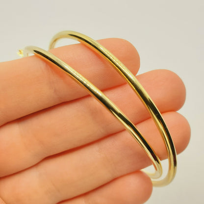 Gold Plain Hoop Earrings, Fashionable Shiny Jewelry Big Hoop Earrings for Women  10K Yellow Gold Large Circle Earrings Simple Hoops