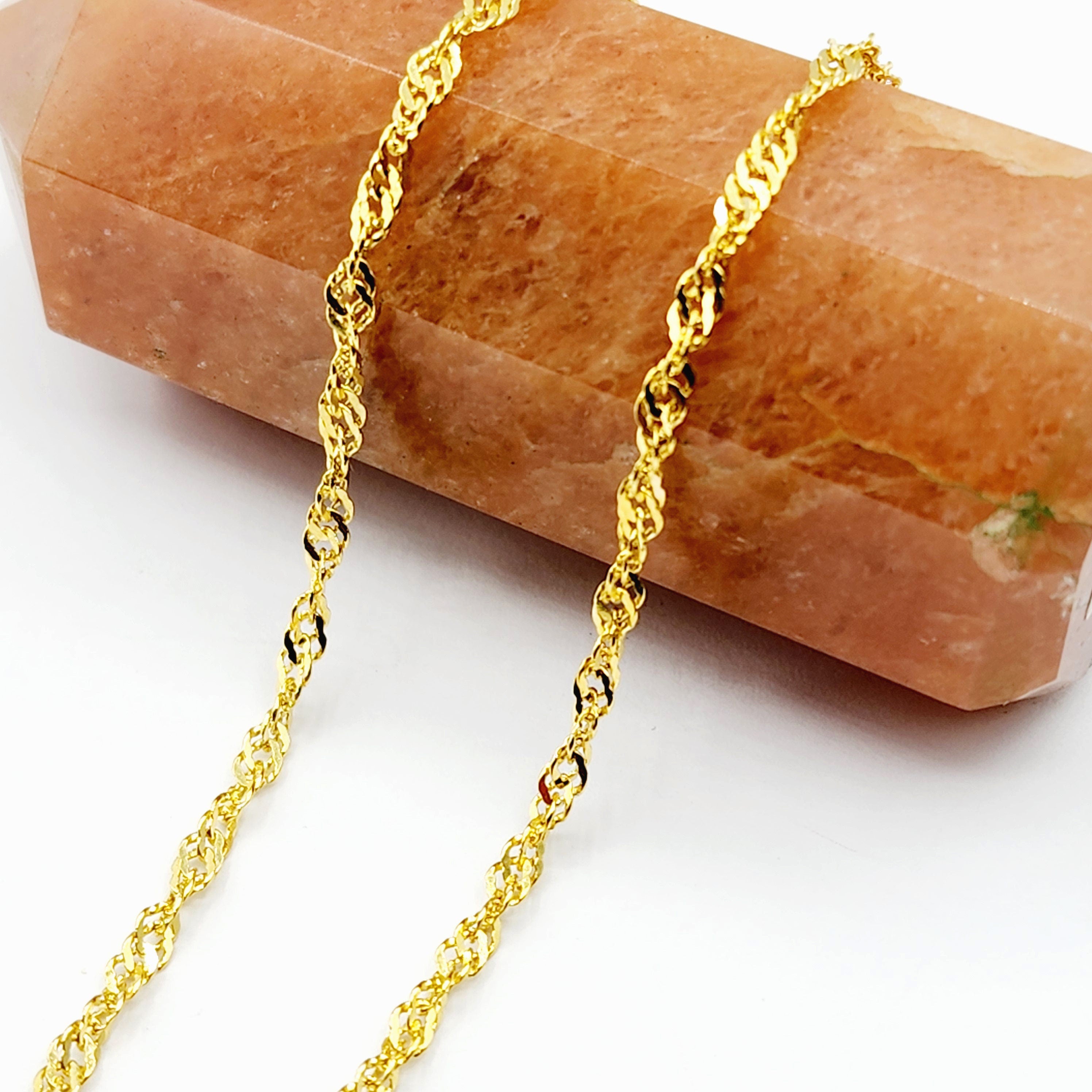 Solid Gold Anklet , 10K Solid Gold Singapore Anklet, Elegant Anklet for Women, Solid Gold Jewelry, Everyday Jewelry, Gift for Her