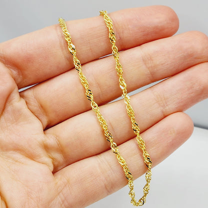 Solid Gold Anklet , 10K Solid Gold Singapore Anklet, Elegant Anklet for Women, Solid Gold Jewelry, Everyday Jewelry, Gift for Her