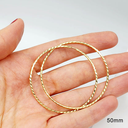 Gold Diamond Cut Big Hoops Earrings For Women, Gold Hoop Earrings,  10K Yellow Gold Circle Earrings , Large Hoop Earrings, Gift For Her