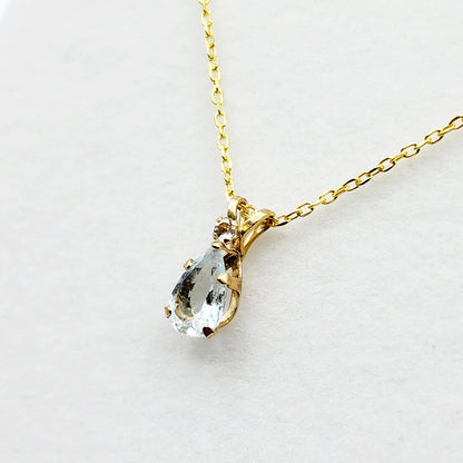 10K Yellow Gold Genuine Aquamarine Pendant