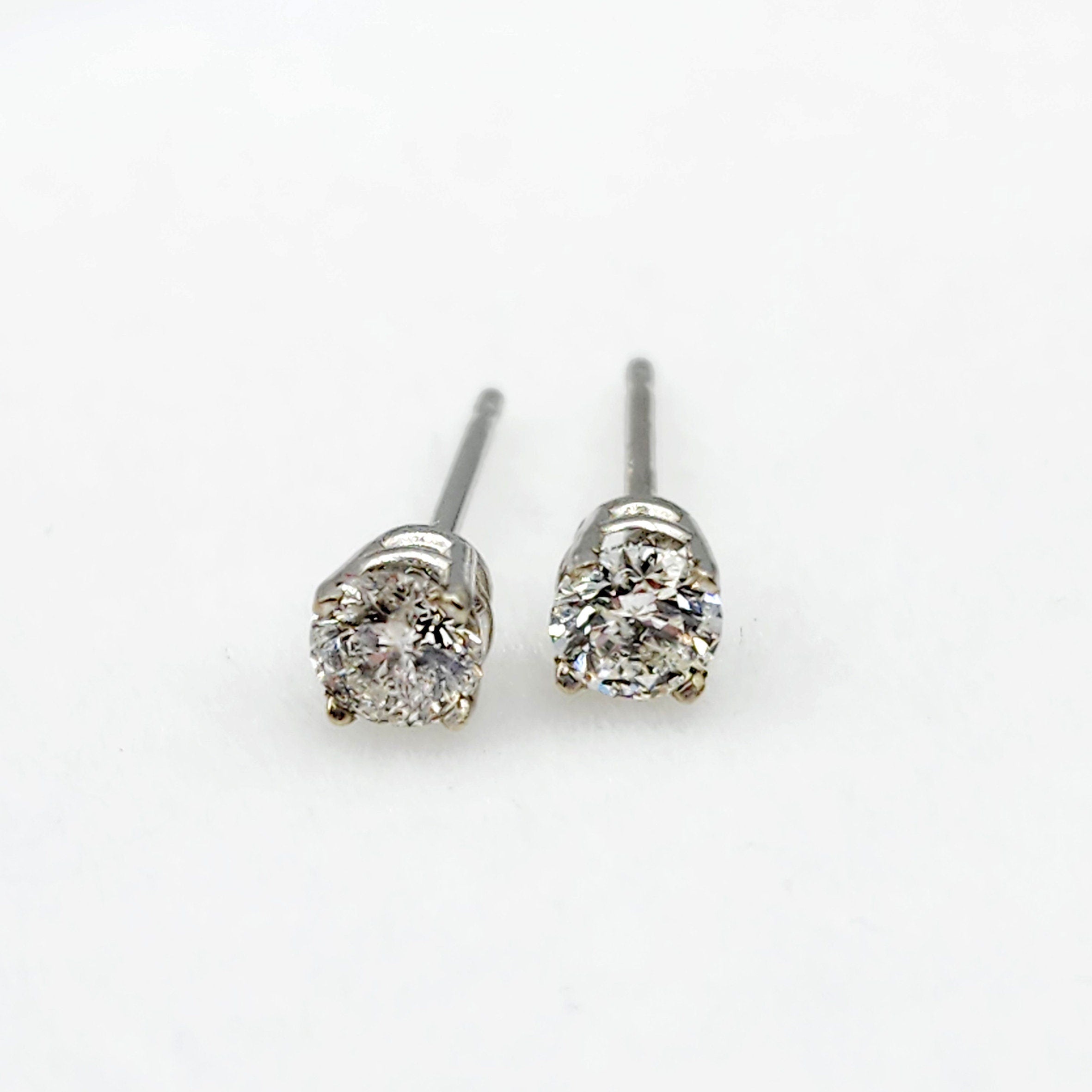 14K White Gold Diamond (0.36ct) Stud Earrings, 14K Gold Natural Diamond 3.6mm Stud Earrings for Women, Earrings for Girls, Christmas Gift