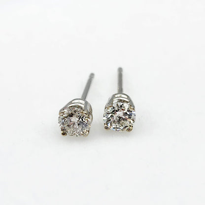 14K White Gold Diamond (0.36ct) Stud Earrings, 14K Gold Natural Diamond 3.6mm Stud Earrings for Women, Earrings for Girls, Christmas Gift