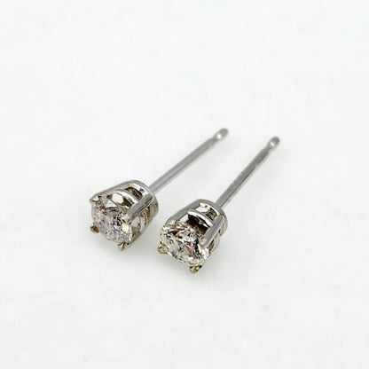 14K White Gold Diamond (0.36ct) Stud Earrings, 14K Gold Natural Diamond 3.6mm Stud Earrings for Women, Earrings for Girls, Christmas Gift