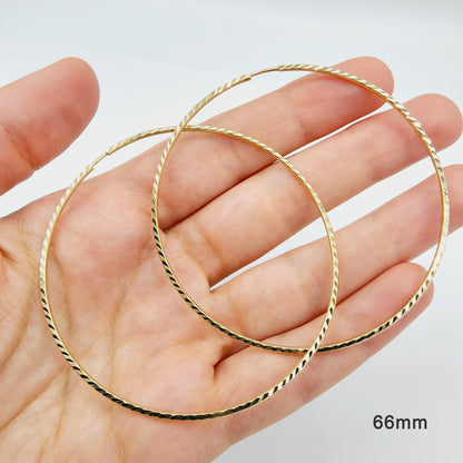 Gold Diamond Cut Big Hoops Earrings For Women, Gold Hoop Earrings,  10K Yellow Gold Circle Earrings , Large Hoop Earrings, Gift For Her