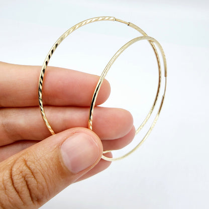 Gold Diamond Cut Big Hoops Earrings For Women, Gold Hoop Earrings,  10K Yellow Gold Circle Earrings , Large Hoop Earrings, Gift For Her