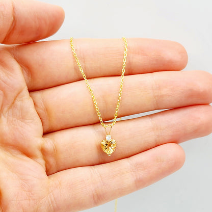 Gold Citrine Pendant Necklace, 10K Yellow Gold Genuine Heart Shaped Citrine 6mm Pendant, November Birthstone