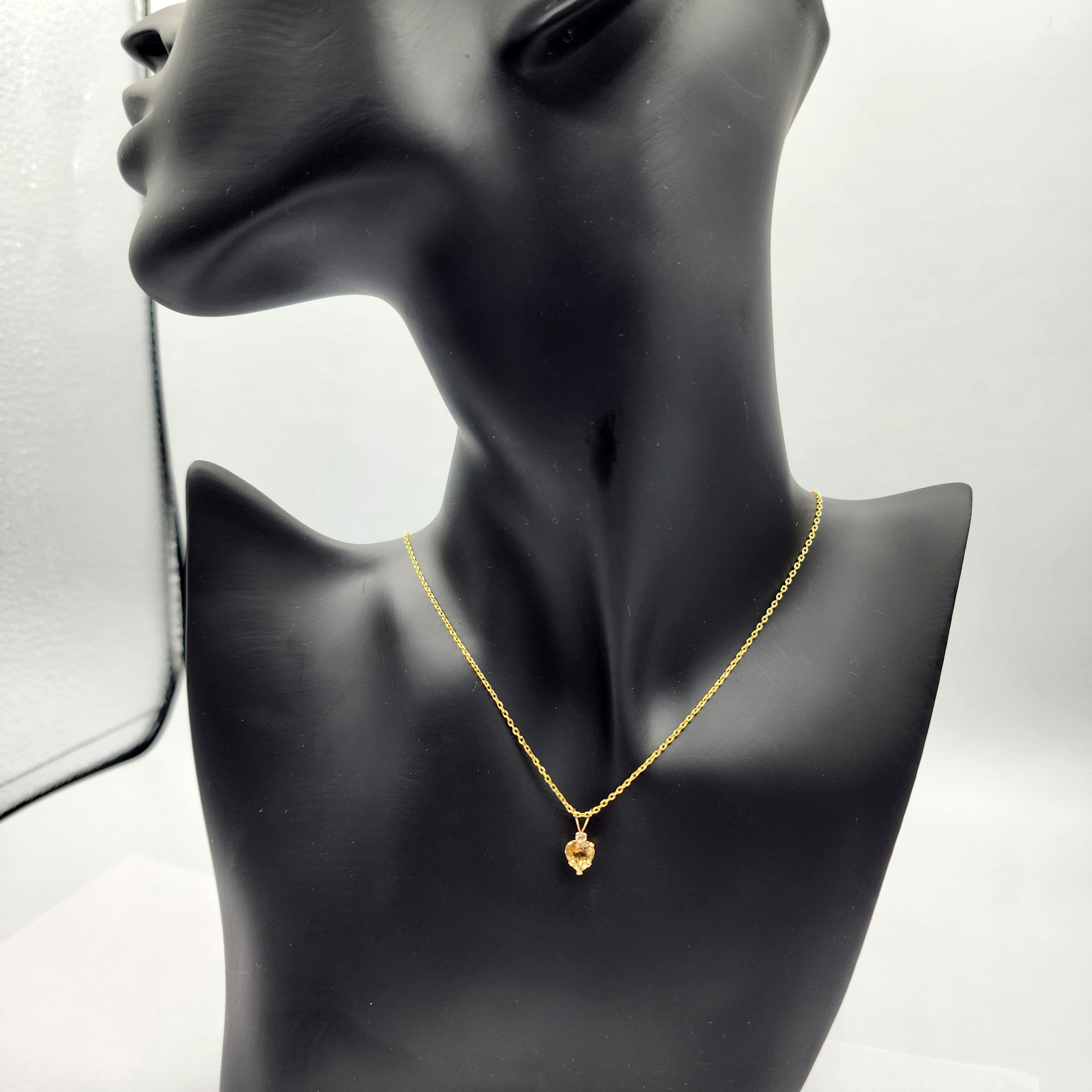 Gold Citrine Pendant Necklace, 10K Yellow Gold Genuine Heart Shaped Citrine 6mm Pendant, November Birthstone