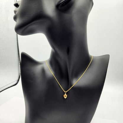 Gold Citrine Pendant Necklace, 10K Yellow Gold Genuine Heart Shaped Citrine 6mm Pendant, November Birthstone