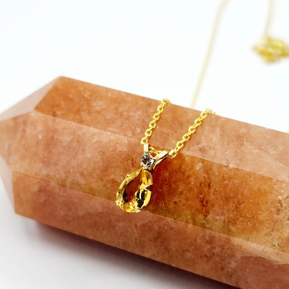 10K Yellow Gold Citrine 8x5mm with White Topaz Pendant Necklace, Gold Pendant For Her, Citrine Jewelry, Gift For Women, November Birthstone