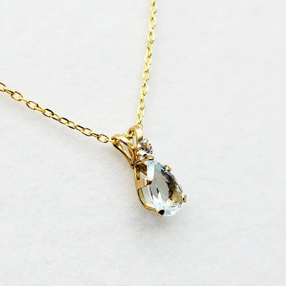 10K Yellow Gold Genuine Aquamarine Pendant