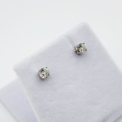 14K White Gold Diamond (0.36ct) Stud Earrings, 14K Gold Natural Diamond 3.6mm Stud Earrings for Women, Earrings for Girls, Christmas Gift