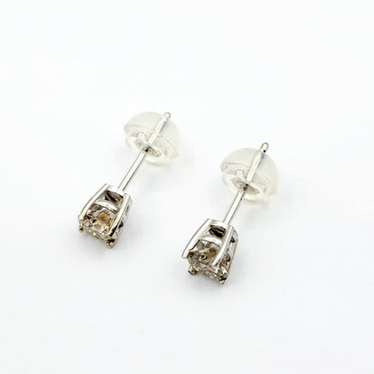 14K White Gold Diamond (0.36ct) Stud Earrings, 14K Gold Natural Diamond 3.6mm Stud Earrings for Women, Earrings for Girls, Christmas Gift