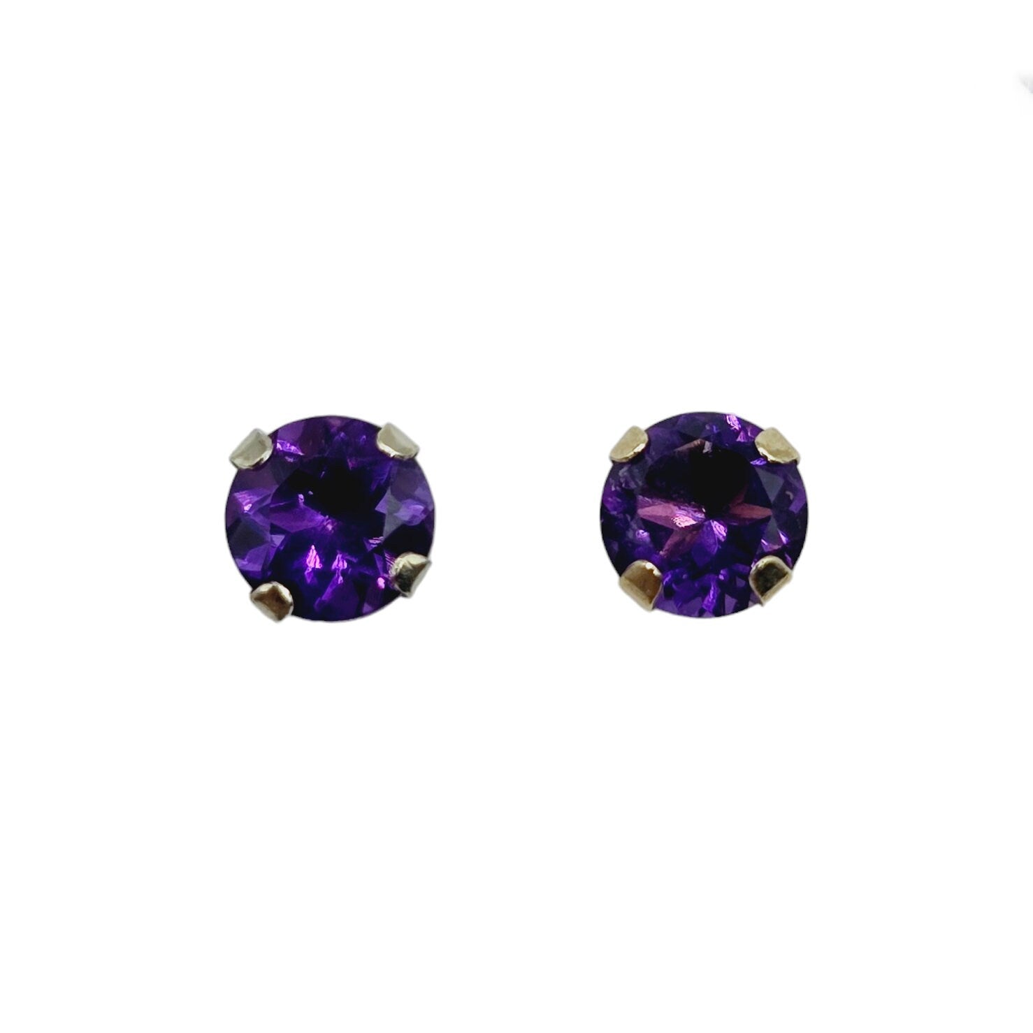 Gold Genuine Gemstone Stud Earrings,  Solid Gold Round Natural Birthstone 4mm Stud Earrings, Birthstone Earrings, Gift for Women