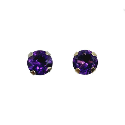 Gold Genuine Gemstone Stud Earrings,  Solid Gold Round Natural Birthstone 4mm Stud Earrings, Birthstone Earrings, Gift for Women