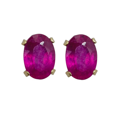 Gold Genuine Gemstone Stud Earrings, Solid 10K Yellow Gold Oval Natural Birthstone 6x4mm Stud Earrings, Birthstone Gift for Women