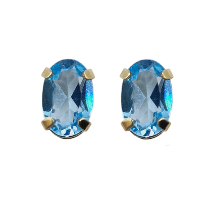 Gold Genuine Gemstone Stud Earrings, Solid 10K Yellow Gold Oval Natural Birthstone 6x4mm Stud Earrings, Birthstone Gift for Women