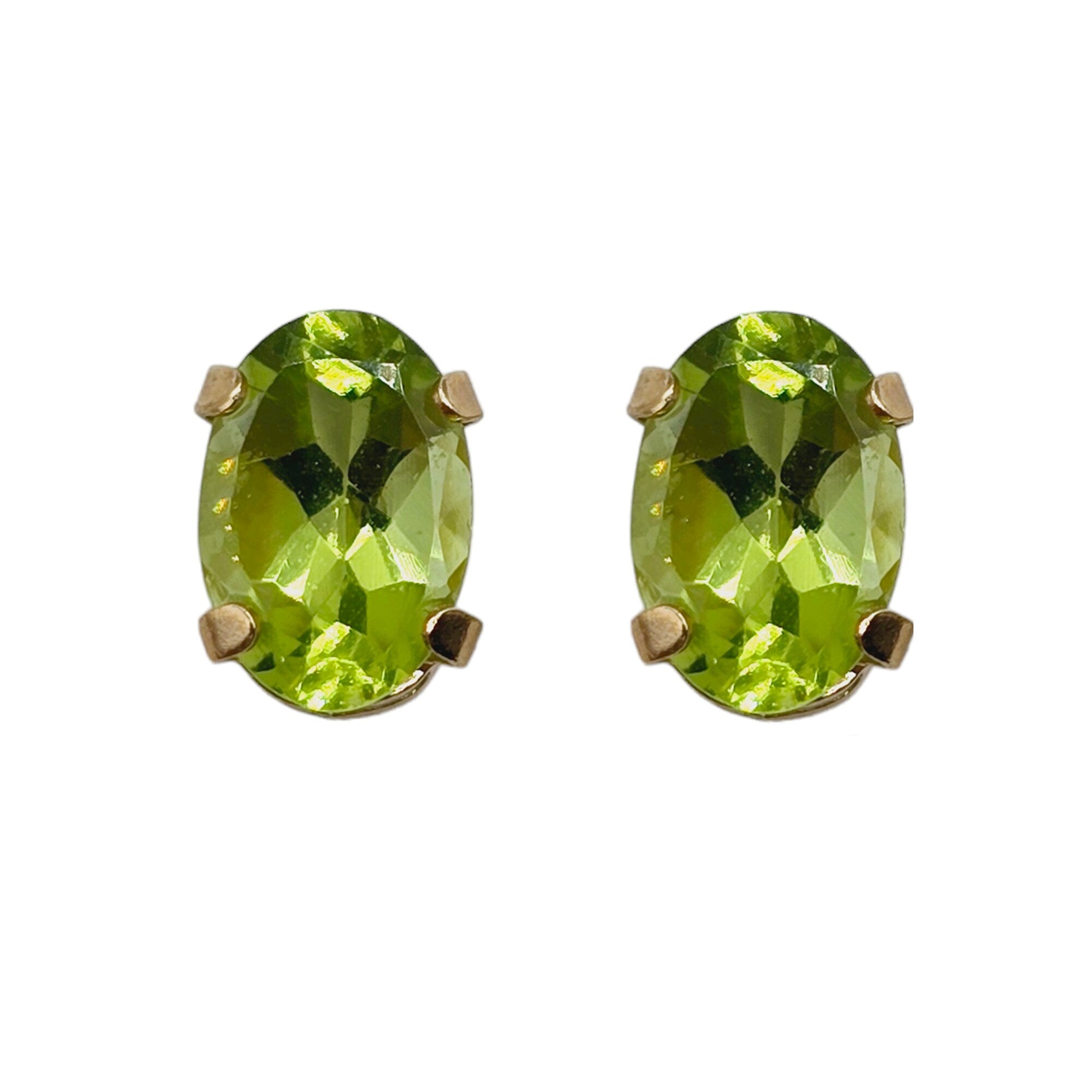 Gold Genuine Gemstone Stud Earrings, Solid 10K Yellow Gold Oval Natural Birthstone 6x4mm Stud Earrings, Birthstone Gift for Women